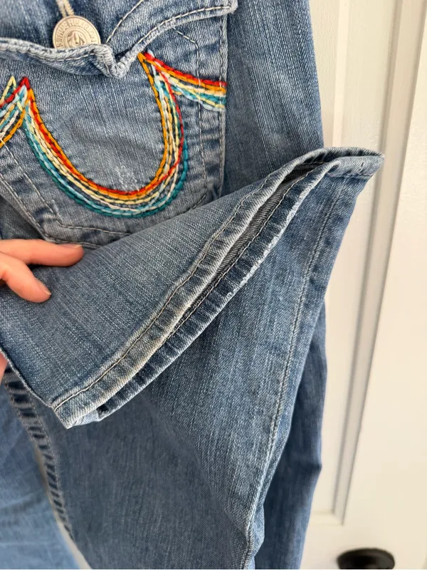 True Religion World Tour‎ Rainbow Stitch Bootcut Jeans 28 Y2K - Image 7