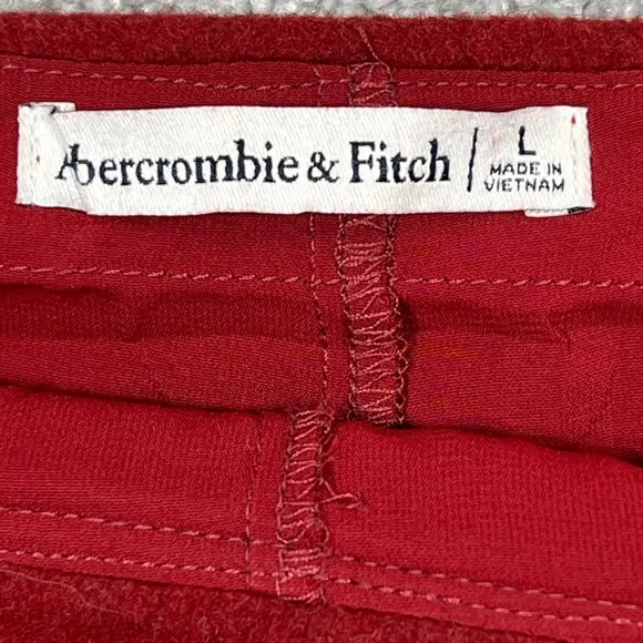 Abercrombie Y2K Low Rise Micro Mini Faux‎ Wrap Skirt Skort Large Red Wool Blend - Image 4