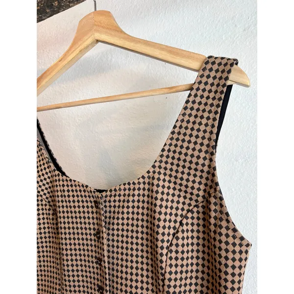 Maeve x Anthropologie Brown Checkered Jacquard Bustier Tank Top Size Large - Image 10