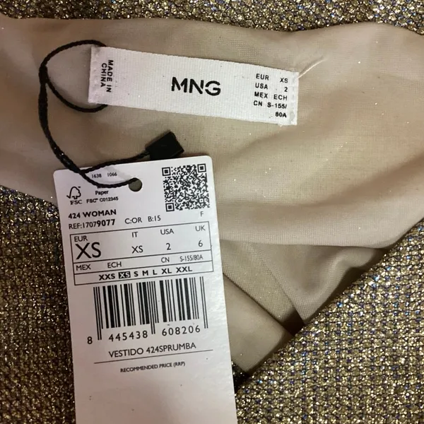NEW MNG Mango Gold Sleeveless Slit Glitter Holiday Party Slip Midi Dress Size XS - Image 7