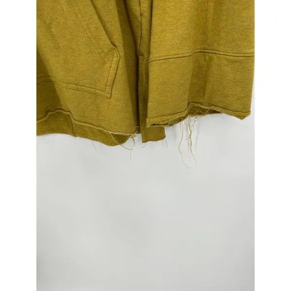 Nike Dri-fit Sweatshirt‎ Women XS Mustard Yellow Hoodie Cut Off Yoga Fringe - Image 4