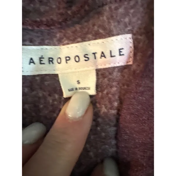Aeropostale Aero East Coast EST‎ 87 Hoodie Burgundy Heather Sweatshirt Size S - Image 3
