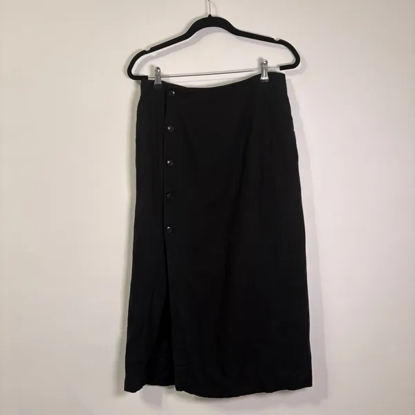 Madewell Black Wrap Button Front Midi Skirt Sz 8 - Image 2