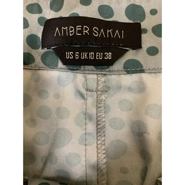 Amber Sakai Blue‎ Polka Dot Wide Leg High Rise Retro Pants 6 - Image 4