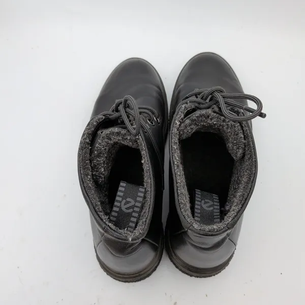 Ecco Crepetray Black Leather Faux Fur Lined Lace Up Ankle Boots EU 40 US 9-9.5 - Image 6