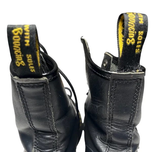 Dr Martens 1460 Combat Boots Black Leather Yellow‎ Stitch Lace Up Women 7 - Image 6