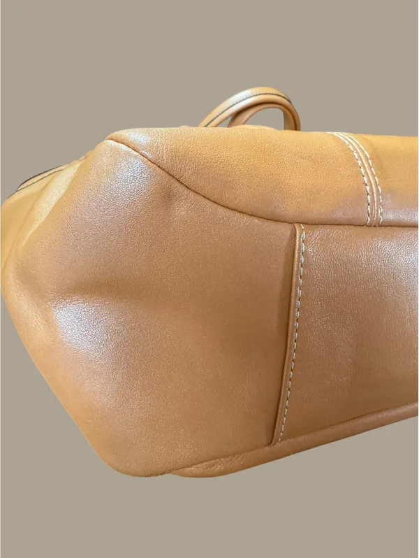 Coach Leather Shoulder Tote Bag in Metallic Orange - Image 3