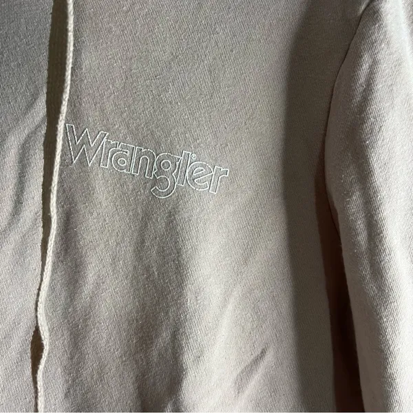 Wrangler Retro Soft Pink Spell-out‎ Kangaroo Pocket Pullover Hoodie - Image 3