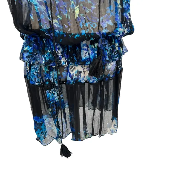 Anthropologie Tryb Dress Tunic‎ Drop Waist Floral Print Blue Size XS - Image 8