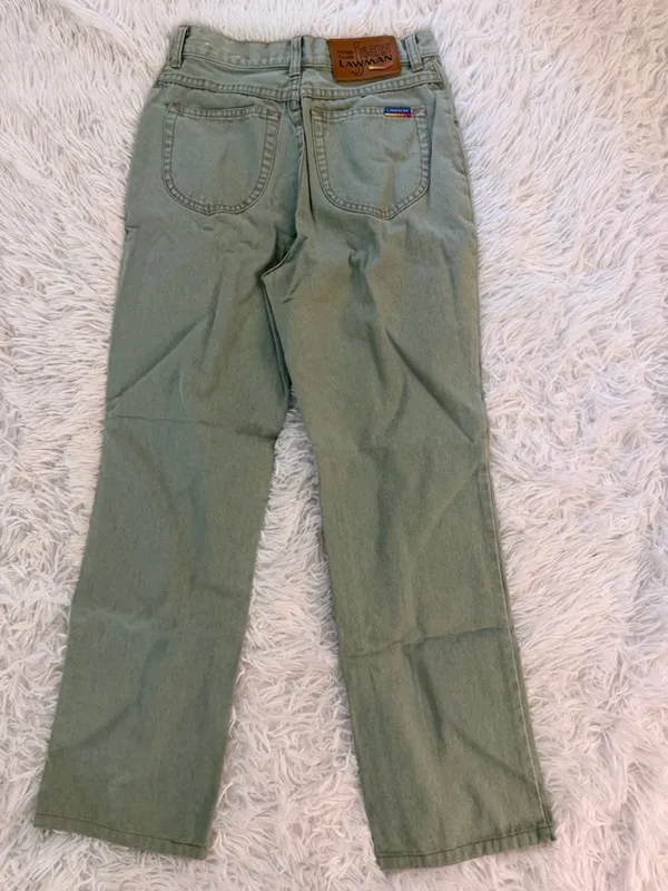 Vintage Green High Waisted Jeans Size XS 25 Waist Straight Leg Minimalist - Image 5