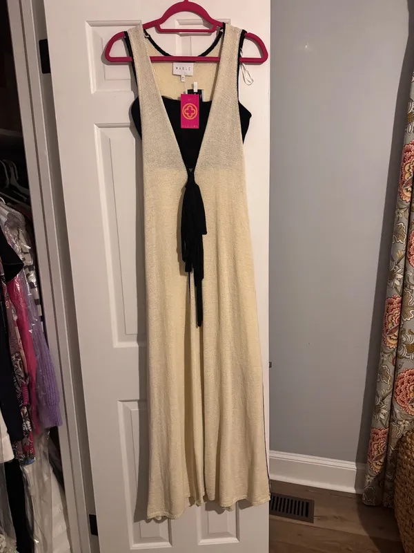 Knit Maxi Dress Tan Size M - Image 2