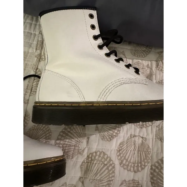 Dr. Martens Boots 101 YS Casual Lace-Up Ankle Smooth White Leather Womens Size 7 - Image 8