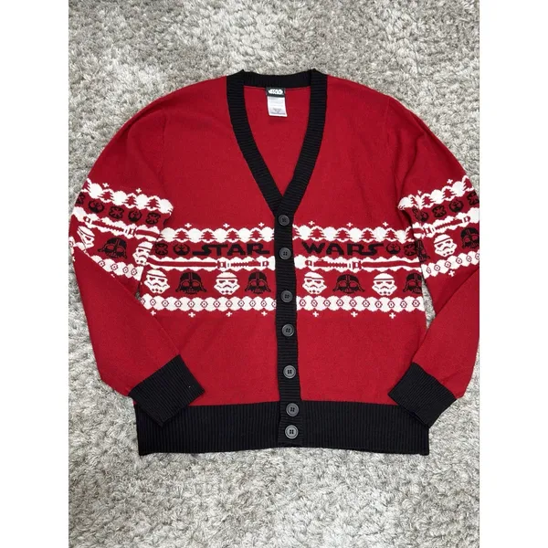 Star Wars Cardigan Women Red Black Darth Vader Storm Trooper Sweater Size M - Image 2
