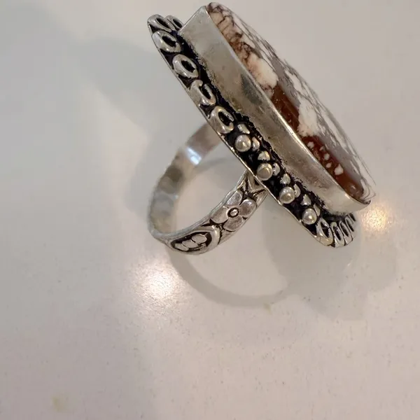 Elegant Brown and White gemstone Teardrop Ring - Image 6