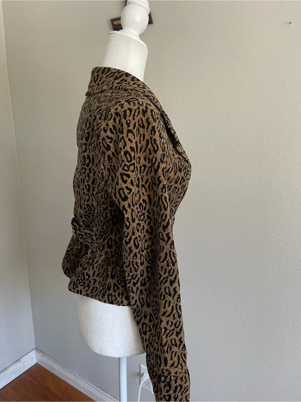 Leopard Print Brown Women's Blazer Jacket - Image 4