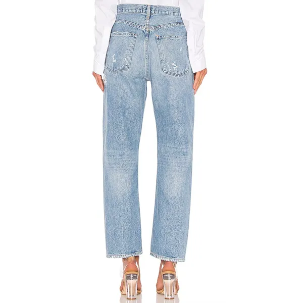 AGOLDE 90's Jean Blue Destroyed Denim Button‎ Fly Ripped Statement Size 28 - Image 2