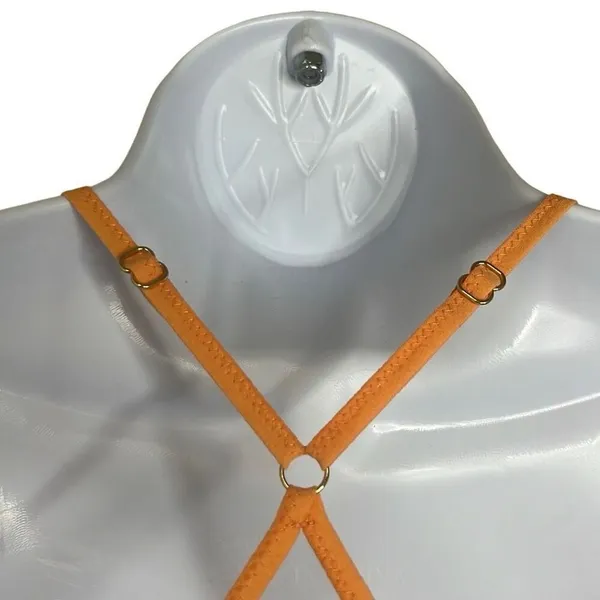 Skin XS Odelyn Triangle Bra Orange Strappy Back Adjustable Sheer Cotton‎ NWT $78 - Image 5