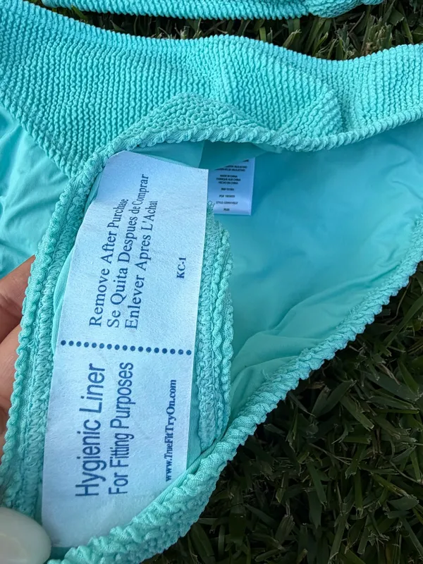 Good American Always Fits Crinkle Bikini Set Aqua Blue S NWT $120 - Image 7