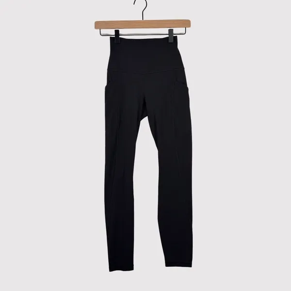 Lululemon Womens Leggings Black Align High Rise Pant Pockets 25" Stretch Size 2 - Image 2