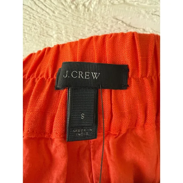 J.Crew Red Orange Linen Pull On Skirt with Pockets J3480 Women Size Small NEW - Image 3