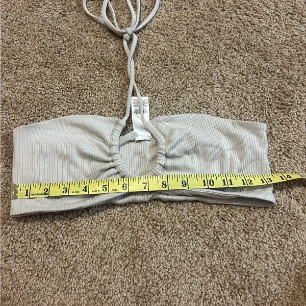 Garage Beige Ribbed Tie-Back Bandeau Top Size Small - Image 4