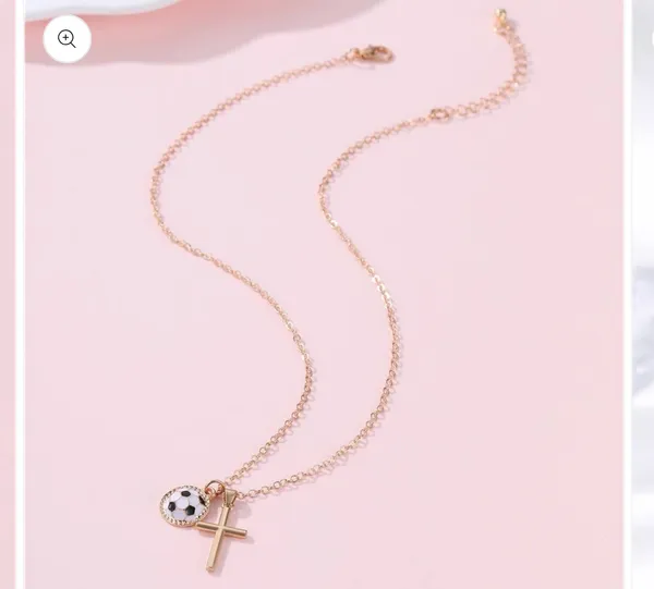 Gameday Soccer Enthusiast Cross Necklace Gold - Image 2