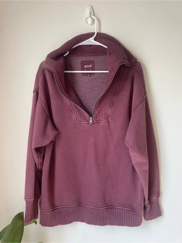 Aerie Maroon Half-Zip Pullover Sweater - Image 2