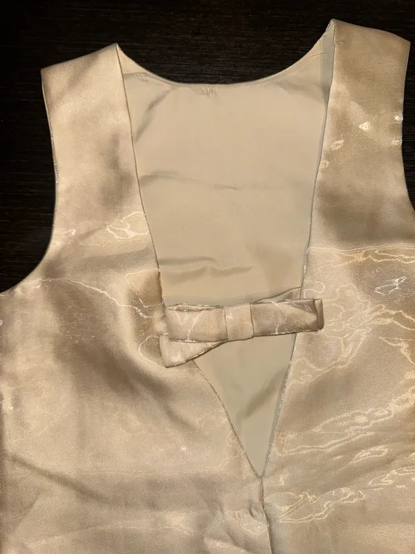 Divided Shimmering Cream Slip Dress - Image 5