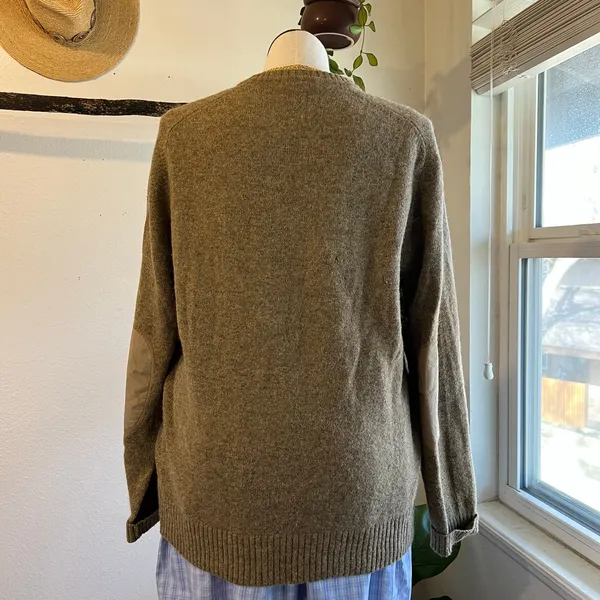 Banana Republic Tan Unisex Lambswool Alpaca Knit Elbow Patch Sweater Size XL - Image 5
