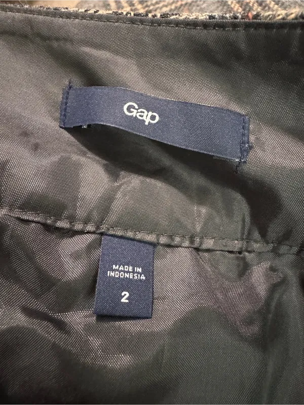 Gap Mini Skirt 2 Schoolgirl Fall Plaid Black Gray Tan Wool Clueless Y2K Buttons - Image 6