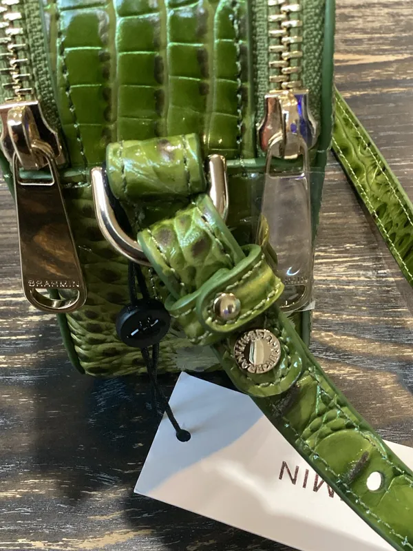 Brahmin Danica Olive Green Melbourne Ombre Croc-Embossed Leather Crossbody Bag - Image 4