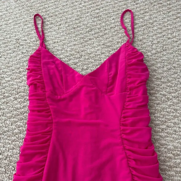 American Threads Hot Pink Ruched Mini Dress - Image 4