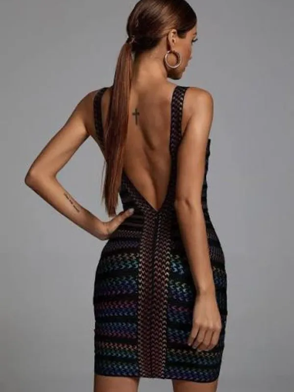 Bella Barnett Rainbow Bandage Dress Bodycon Club Party size Large NWT - Image 3