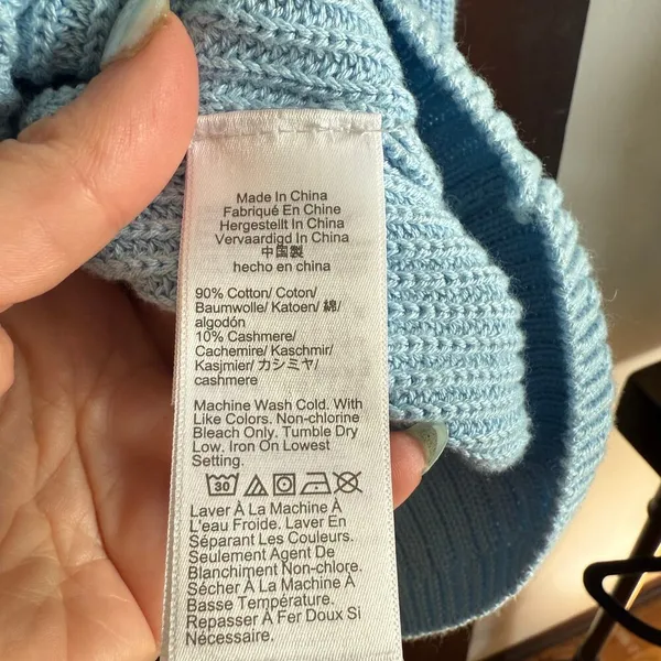 J. Crew | Light Blue Cotton Cashmere Chunky Knit Relaxed Turtleneck | Medium - Image 5