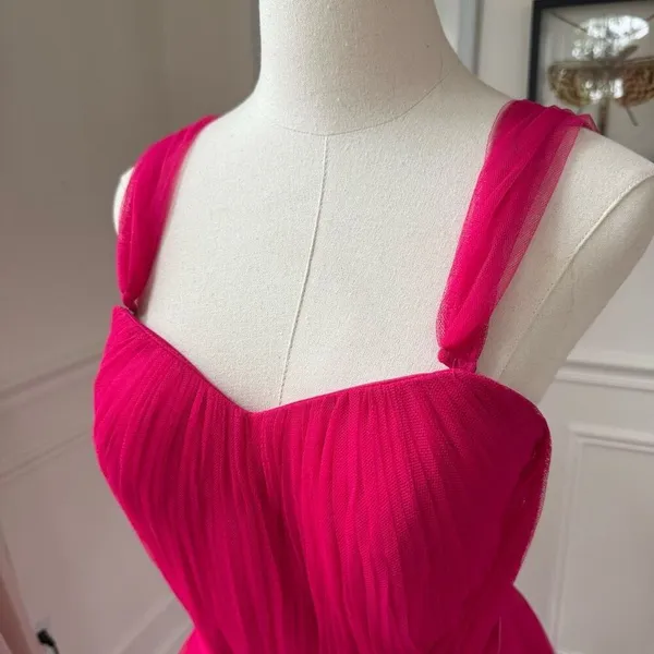 Revelry Hot Pink Tulle Formal Gown Removable Straps $200 4 - Image 6