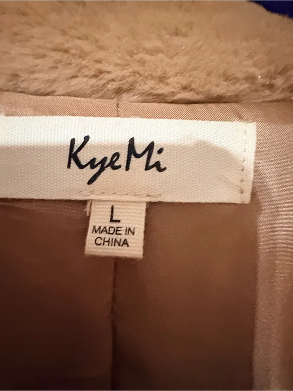Knit Camel Teddy Jacket with Pink & Black Leopard Print Brown Size L - Image 2