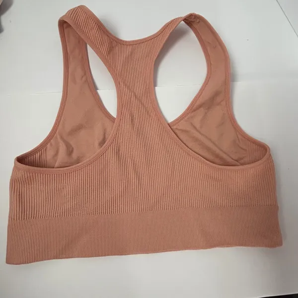 Honeydew Ribbed Racerback Sports‎ Bra Pinkish Peach XL Seamless Activewear - Image 2