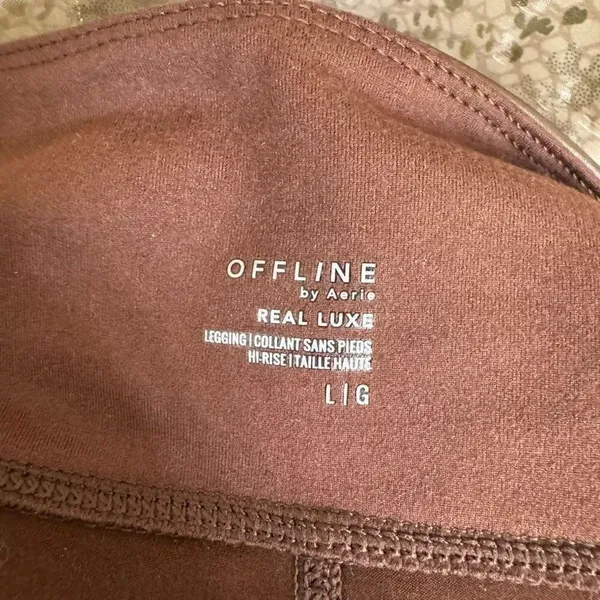 Aerie OFFLINE Chocolate Brown Faux Leather Real Luxe Leggings Large NWT‎ - Image 3