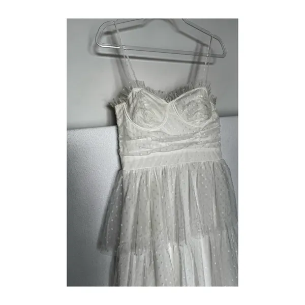 Lulus 2010s Ivory Swiss Dot Mesh Bustier Tiered Dress Medium - Image 9