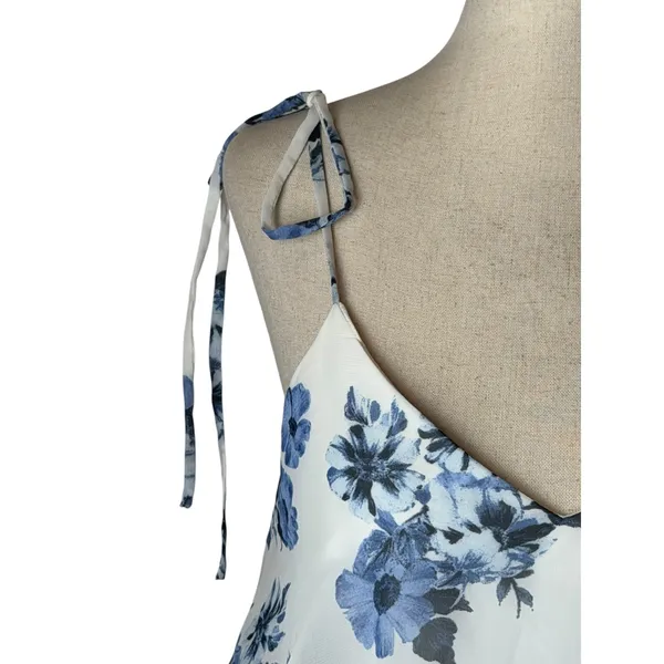 Lulus Pollen for You Maxi Dress Women Small Blue White Floral Chiffon Wedding - Image 5