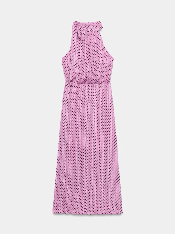 NWT Zara Polka Dot Halter Neckline Midi Pleated Satin Bloggers Fave Dress - Image 6