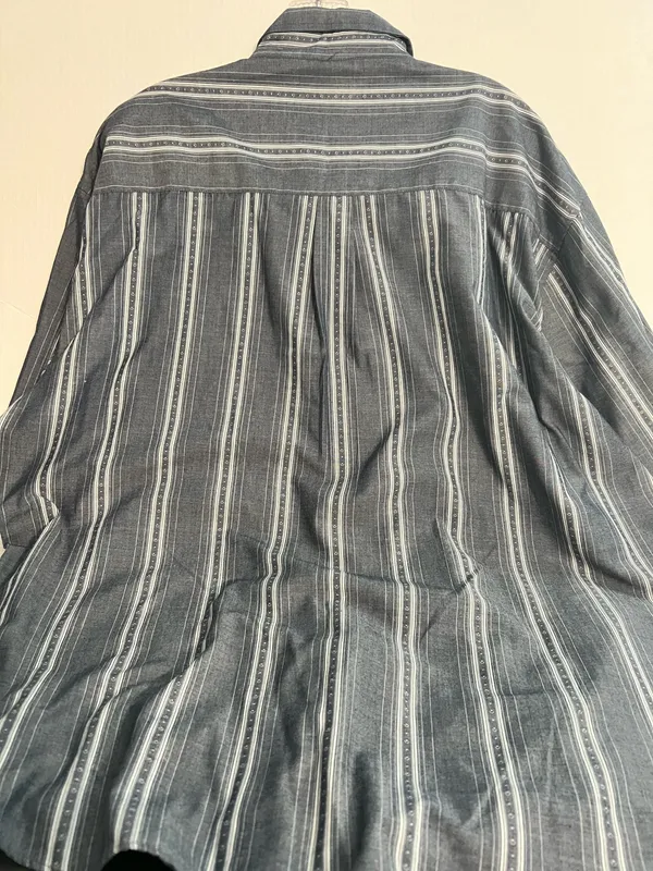 Puriton Men's Gray Striped Button Down Shirt - Image 3