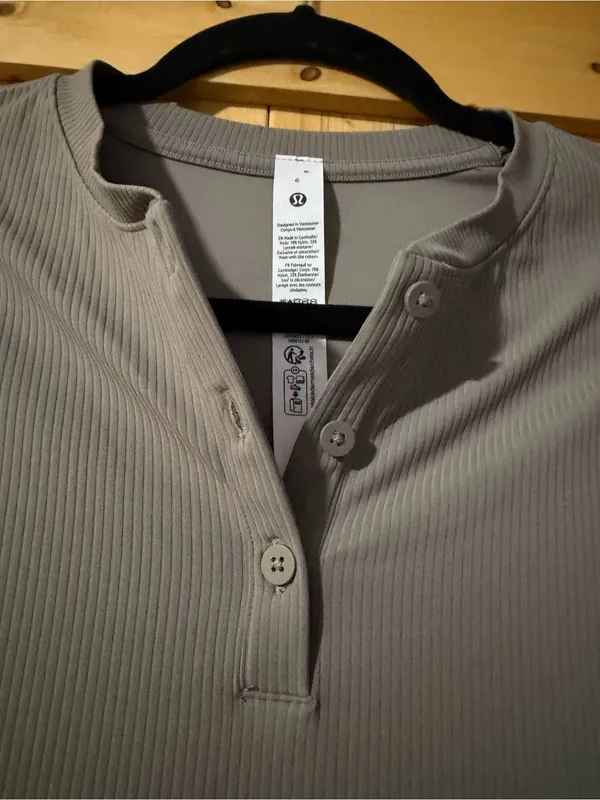 Lululemon All Aligned Ribbed Long-Sleeve Henley Dress Size 6 Gray- EUC - Image 12