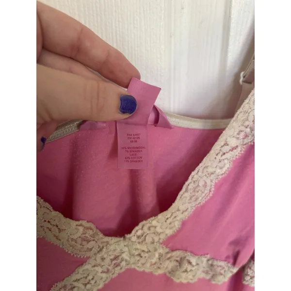 Y2K Victoria’s Secret Pink Lace Trim Babydoll Cami Coquette M Fairy Stretch - Image 9