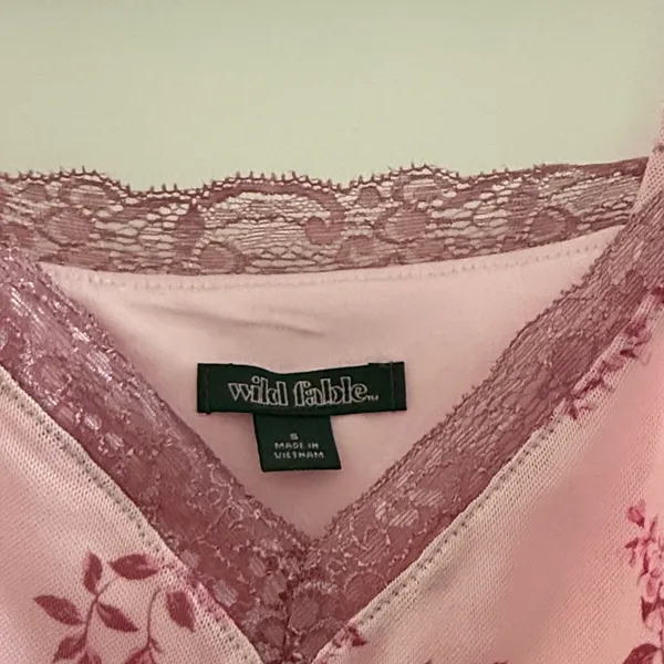 wild fable Pink Floral Lace-Trim Slip Chemise - Image 5