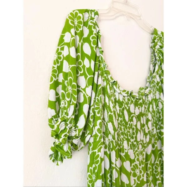 Faithfull the Brand Olinda Green Ivy Floral Puff Sleeve Maxi Dress Size 4 Small - Image 7
