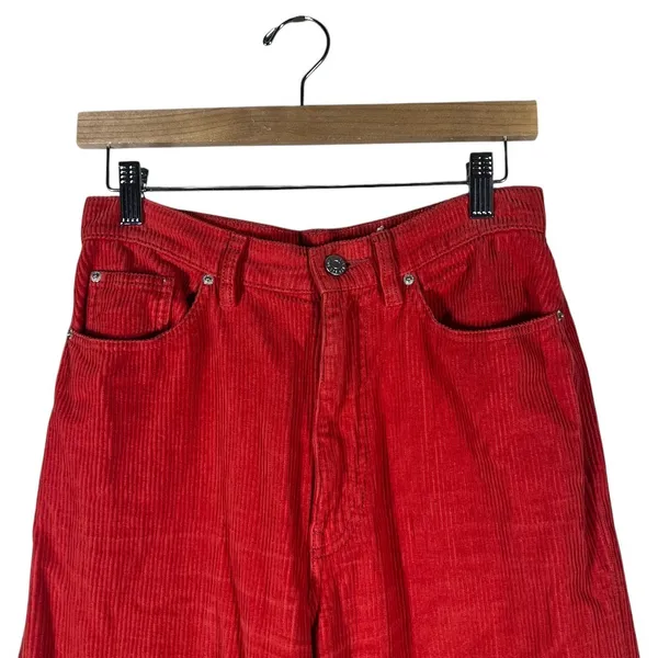 BDG High & Wide Corduroy Solid Wide Leg Pants Red Retro 90s Aesthetic Size 27 - Image 2