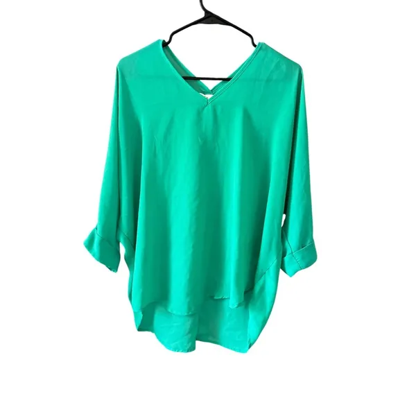 She + Sky Women's Emerald Green Blouse - Image 2
