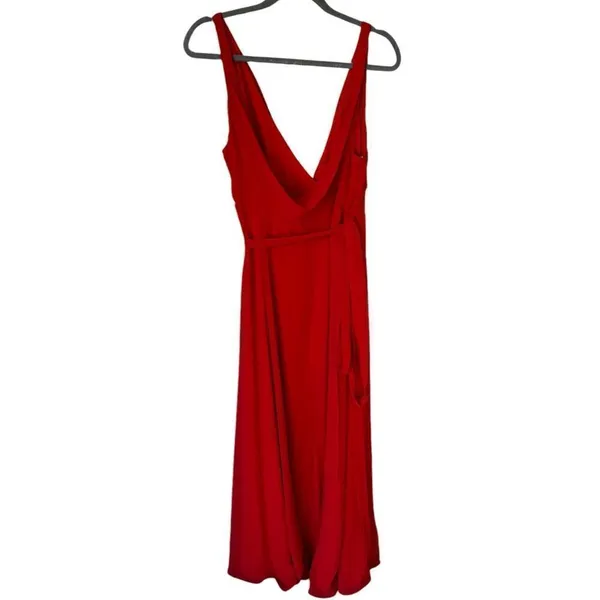 Fame and Partners Red Maxi Wrap Dress Tulle Scoopback 10 - Image 3