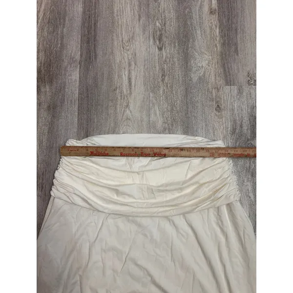 Abercrombie & Fitch Fold over Ruched Waist Maxi Skirt Cream White XL Petite NEW - Image 7